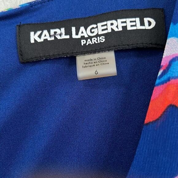KARL LAGERFELD PARIS FLORAL FLARE SLEEVE DRESS SIZE 6 - Picture 4 of 9